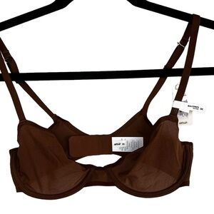 Aerie SMOOTHEZ mesh unlined balconette bra universe brown